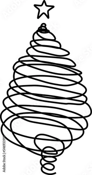 Obraz the christmas tree one line vector illustration