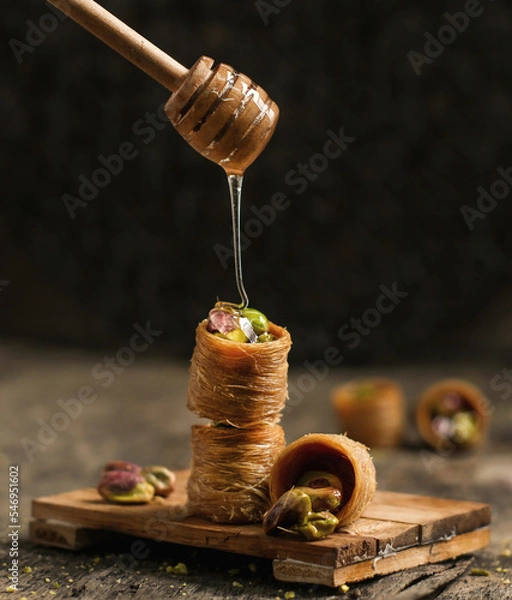 Fototapeta Assorted sweets with a beautiful geometric appearance, with a sophisticated background