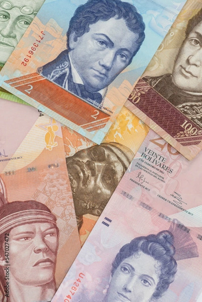 Obraz Background Venezuelan bolivars banknotes.