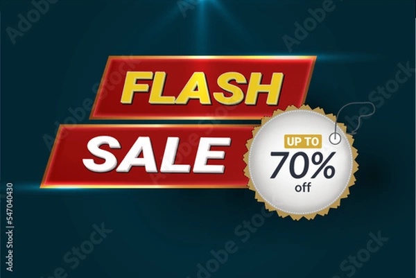 Fototapeta Flash sale discounts up to 70% off banner template design. promotion template 