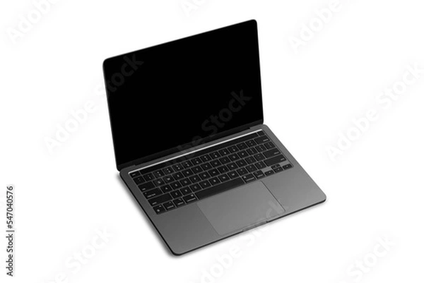 Fototapeta Grey laptop on PNG background, include with shadows