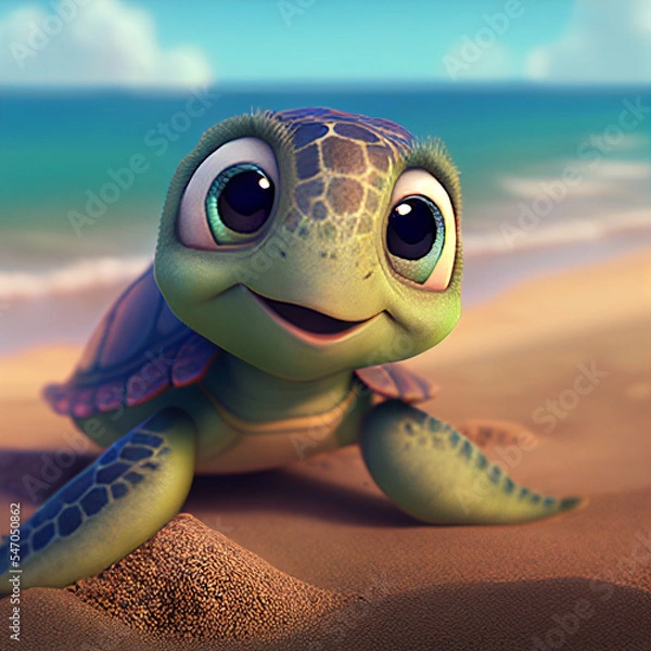 Obraz turtle on the beach, generated image