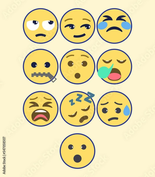 Fototapeta set of smileys with faces