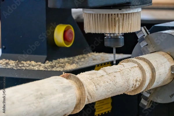 Fototapeta wood lathe drill, milling machine with Computer numerical control processes wood mexico