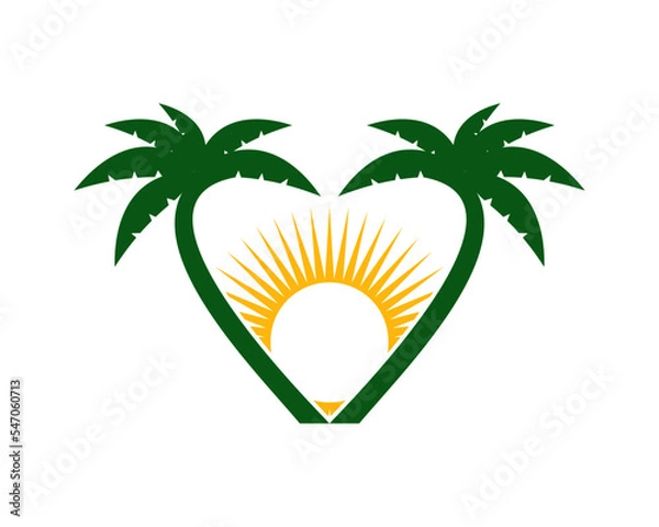 Obraz Palm tree with love shape