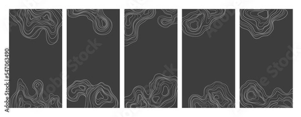 Fototapeta Abstract topographic map design elements set. Design for invitation, cover, flyer, card. Template contour map concept.