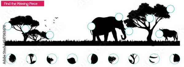 Fototapeta Find the Missing Piece. Shape completion questions 