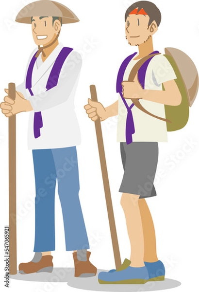 Fototapeta 男性二人組のお遍路さん