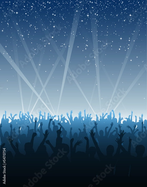 Fototapeta Cheering Crowd Under Stars