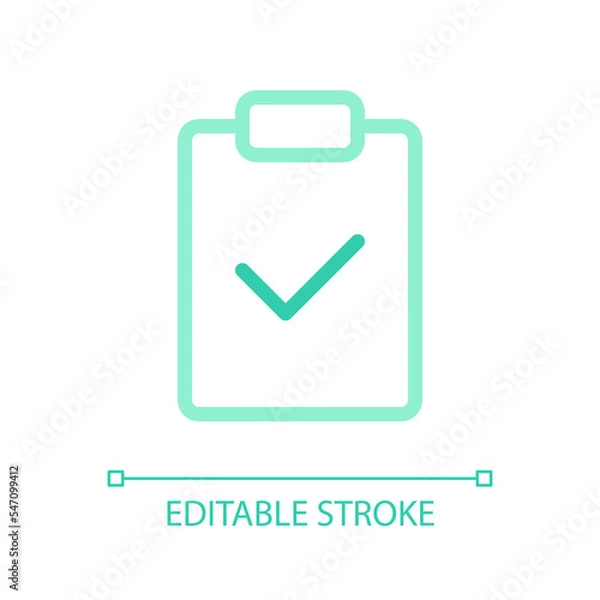 Fototapeta Completed task pixel perfect color linear ui icon. Reach main goal. Priority in project management. GUI, UX design. Outline isolated user interface pictogram. Editable stroke. Arial font used