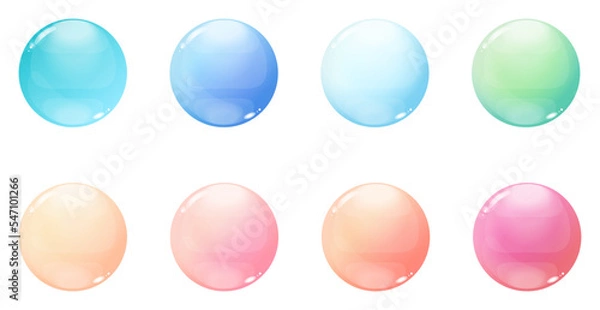 Fototapeta 立体感のある水のような丸いアイコンセット