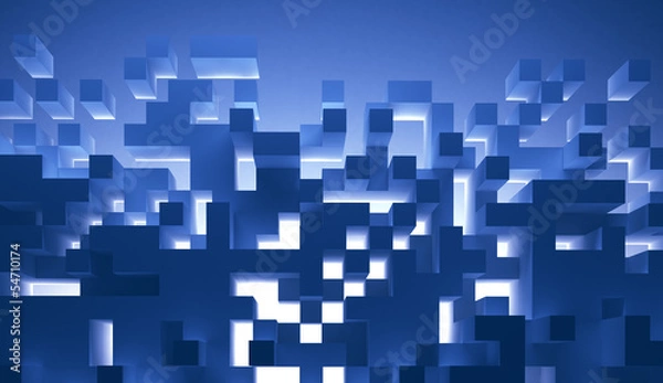 Fototapeta Abstract blue box design background render