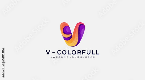 Fototapeta Premium letter V colorful logo design vector template
