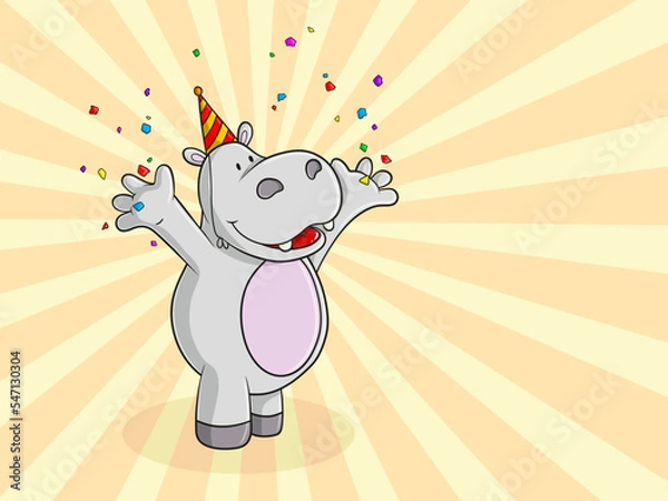 Fototapeta Party Nilpferd Comic