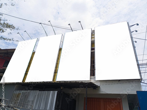 Obraz mockup of empty billboards on the side of the highway, blank advertising poster templates, information banner placeholder mock ups