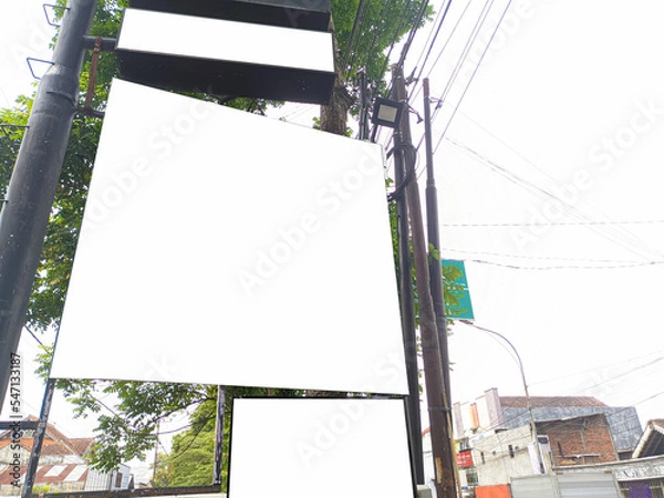 Obraz mockup of empty billboards on the side of the highway, blank advertising poster templates, information banner placeholder mock ups
