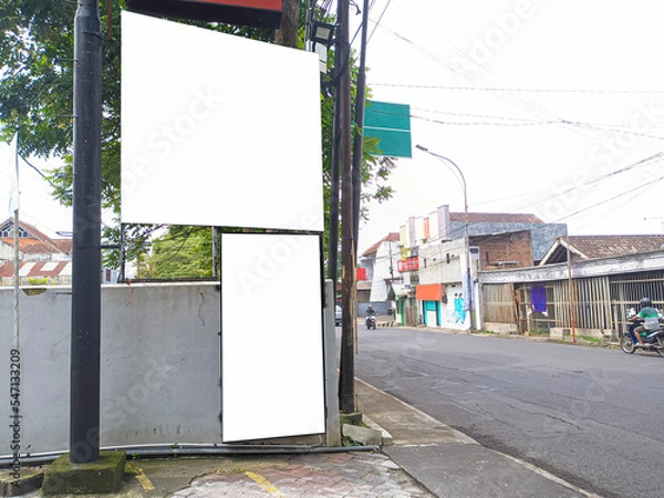 Obraz mockup of empty billboards on the side of the highway, blank advertising poster templates, information banner placeholder mock ups