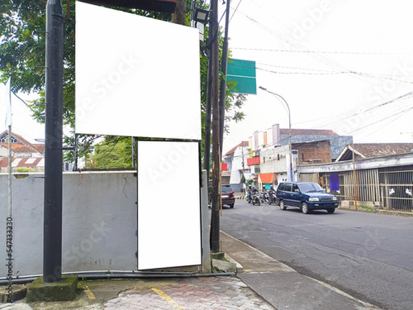 Obraz mockup of empty billboards on the side of the highway, blank advertising poster templates, information banner placeholder mock ups
