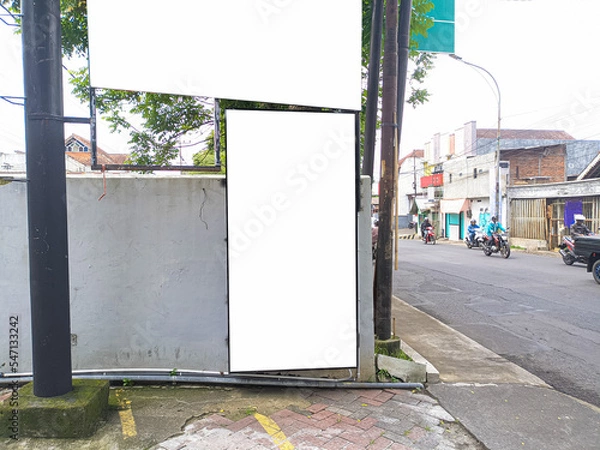 Obraz mockup of empty billboards on the side of the highway, blank advertising poster templates, information banner placeholder mock ups
