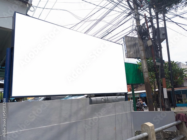 Obraz mockup of empty billboards on the side of the highway, blank advertising poster templates, information banner placeholder mock ups