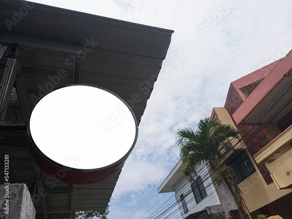 Obraz blank billboard mock-up of a circle on the side of the highway, blank ad poster template, information banner placeholder mock up