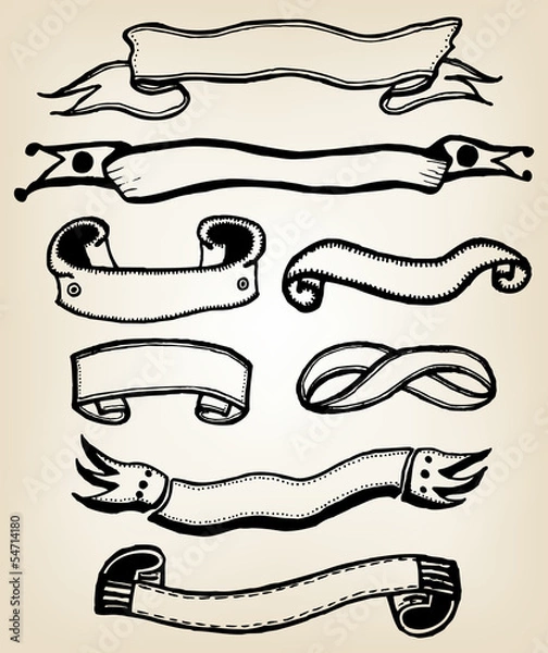 Fototapeta Doodle VIntage Banners And Circus Flags