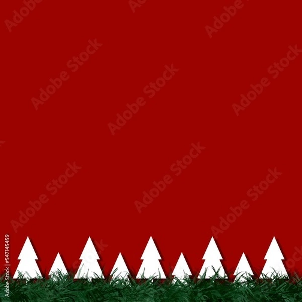 Obraz Christmas frame red background with christmas tree 