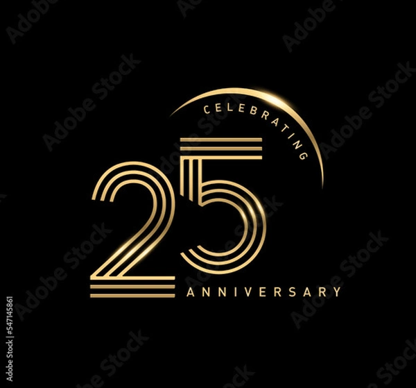 Obraz 25 years anniversary celebration logotype. elegant modern number gold color