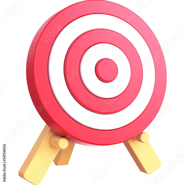 Fototapeta Target board isolated on transparent background. 3D rendering