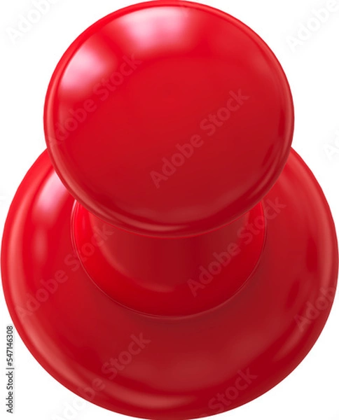 Obraz Red pin, push pin isolated on transparent background. 3D rendering
