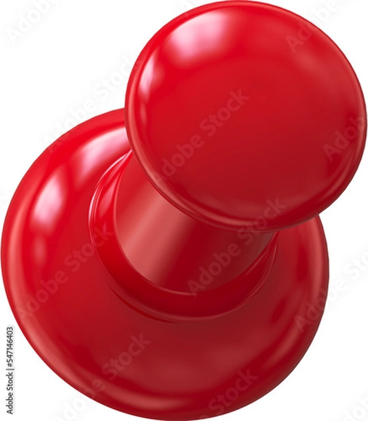 Fototapeta Red pin, push pin isolated on transparent background. 3D rendering