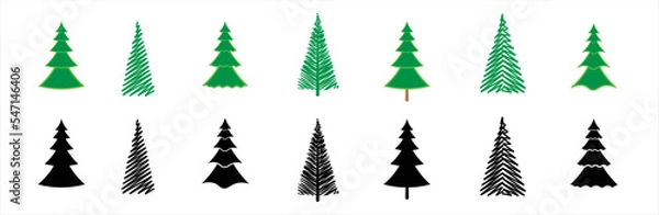 Fototapeta Christmas tree icon. Christmas tree icon set. Fir tree collection with different style. Fir tree symbol and sign. Vector illustration.