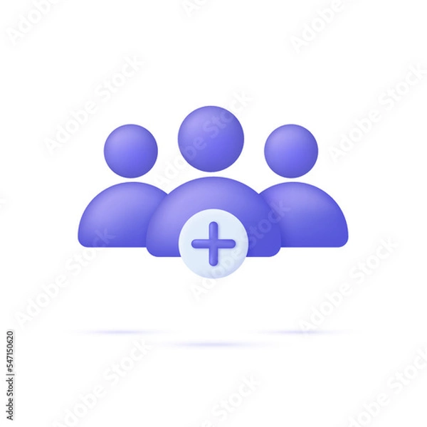 Obraz 3D Add user icon. Create group symbol. New profile account. People icon and plus. Avatar, human, person, people icon.