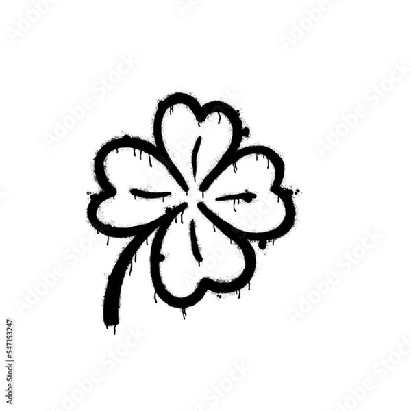 Obraz Four-leaf clover icon. Black graffiti spray.