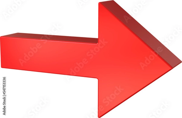 Obraz Right arrow isolated on transparent background. 3D rendering