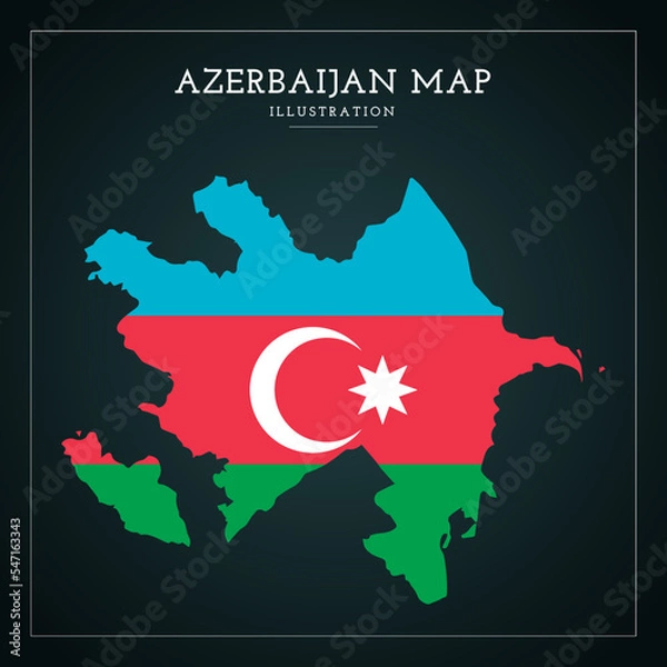 Obraz Flat Azerbaijan Map Flag Vector Illustration	