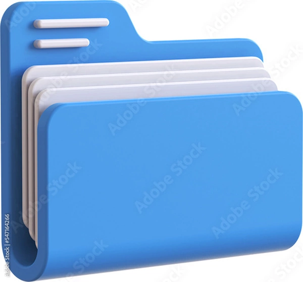 Fototapeta Blue folder isolated on transparent background. 3D rendering