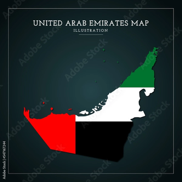 Obraz United Arab Emirates Map Flag Vector Illustration	