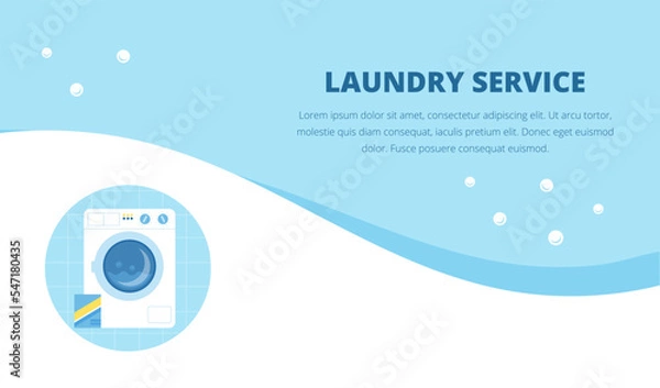 Fototapeta Vector illustration with laundry service banner template.