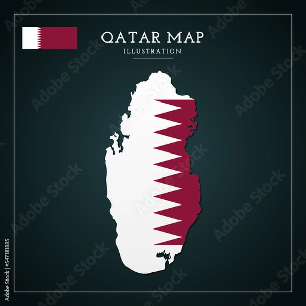 Obraz Qatar Map Flag Vector Illustration