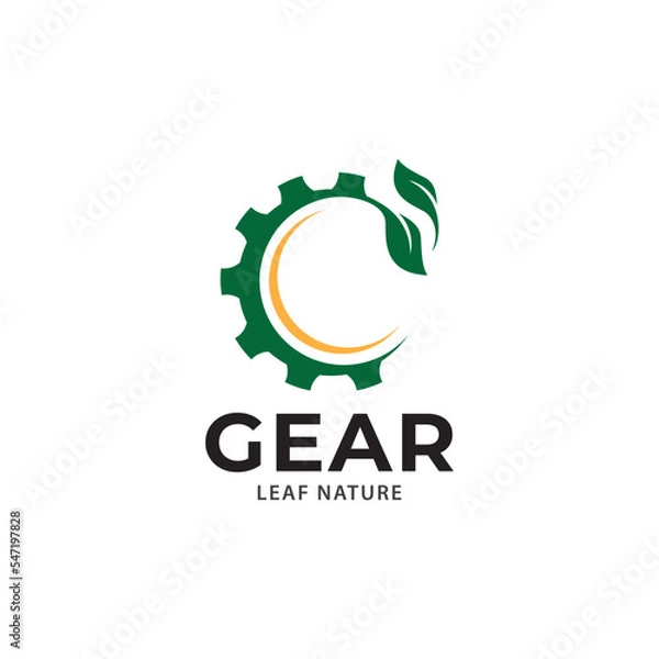 Fototapeta Gear leaf logo, vector logo template