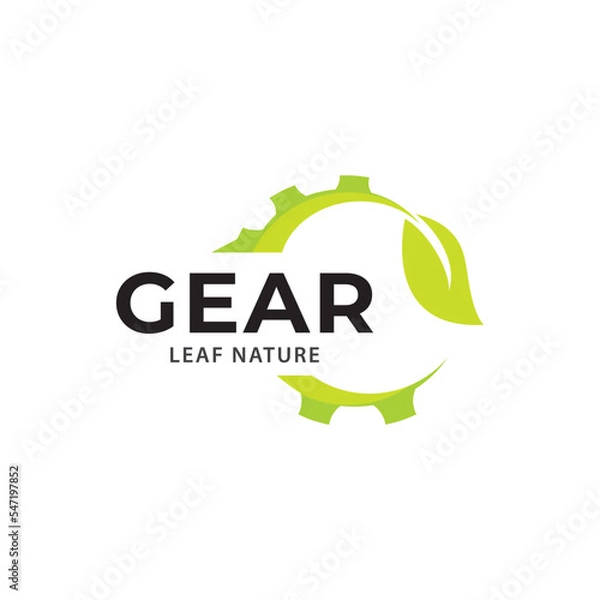 Fototapeta Gear leaf logo, vector logo template