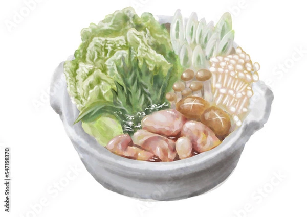 Obraz 水彩の鍋物_水炊き01_1