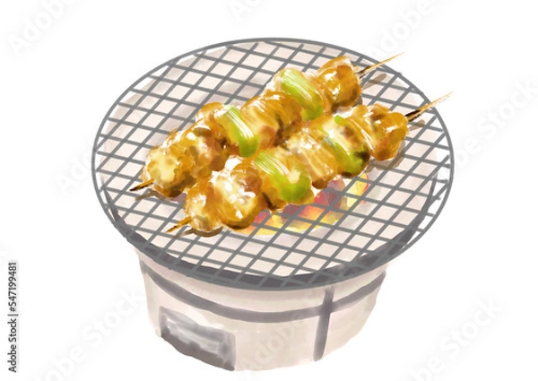 Obraz 水彩の焼鳥_ねぎま01_2