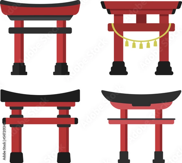 Fototapeta Collection of Torii decoration, Japanese culture element.