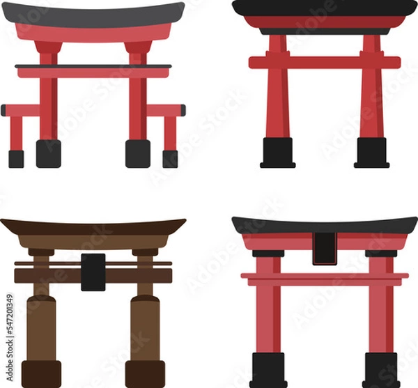 Fototapeta Collection of Torii decoration, Japanese culture element.