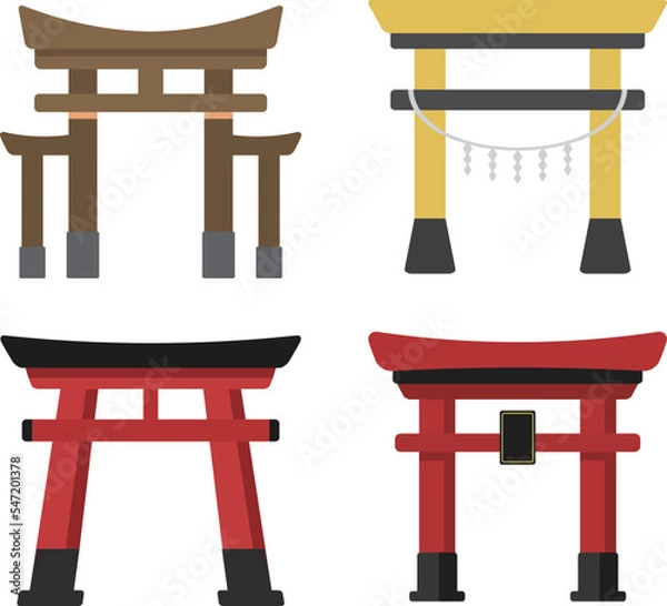 Fototapeta Collection of Torii decoration, Japanese culture element.