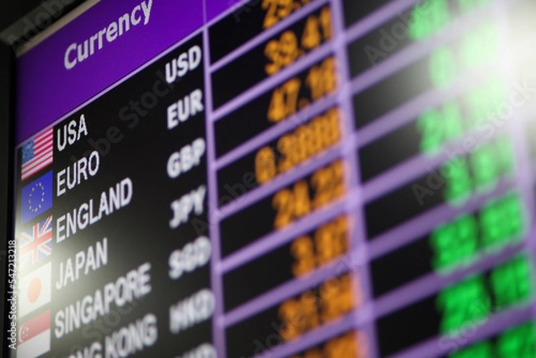 Fototapeta currency exchange rate board on digital display