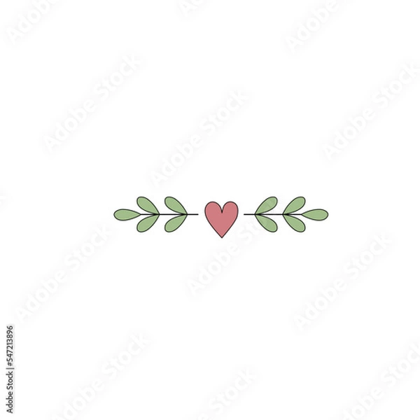 Fototapeta Ornament heart made of leaves. Floral background with place for your text