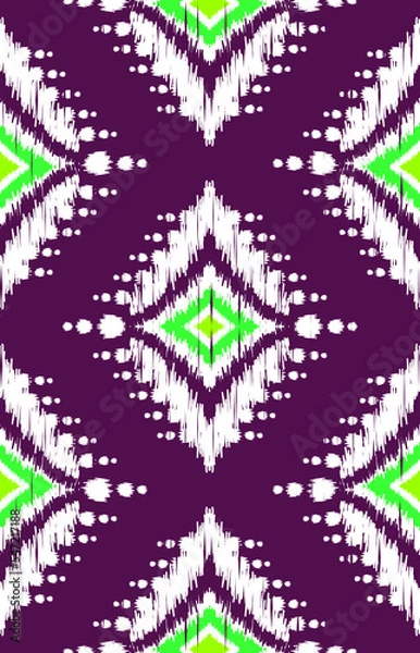 Fototapeta Ethnic abstract ikat pattern background. Geometric vintage texture art. traditional embroidery design.